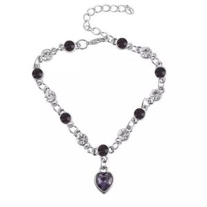 Beautiful Amethyst Crystal Heart Bracelet